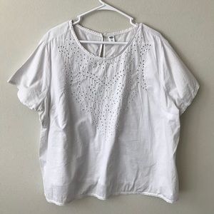 Plus size white blouse with delicate details